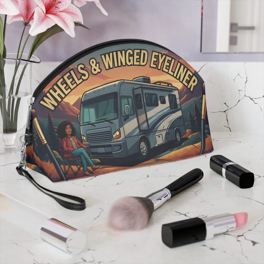 Makeup Bag — "Wheels and Winged Eyeliner" campervan quoted