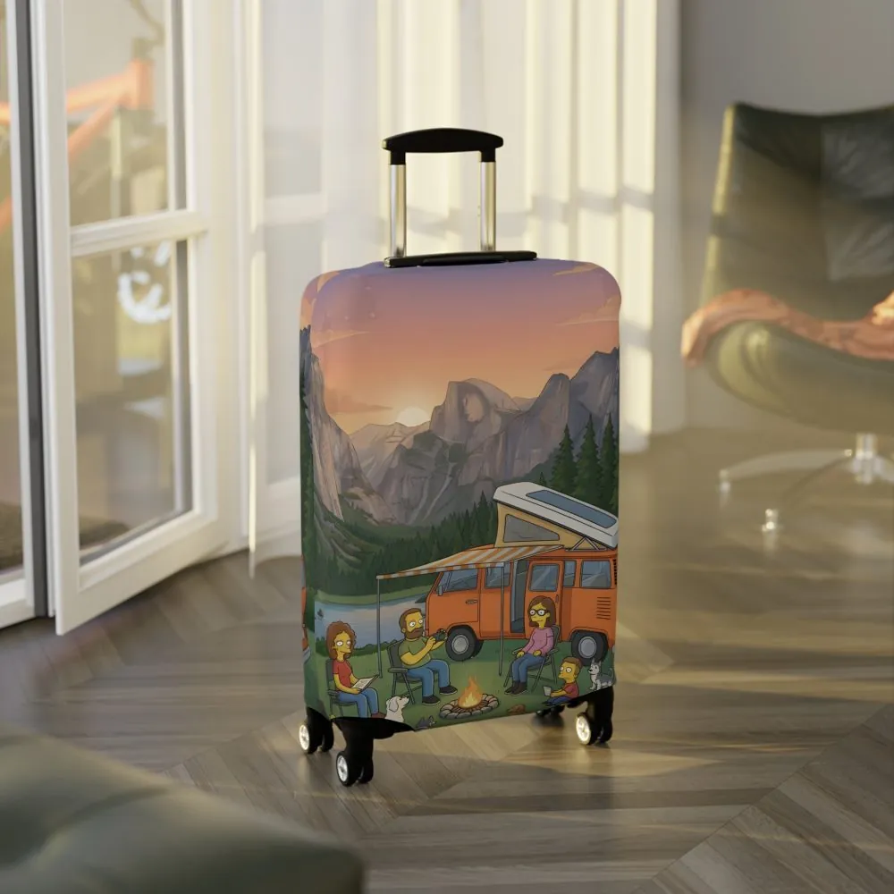 Luggage Cover — Adventure Camper Sketch Travel Suitcase(Design Sitcom-Line)