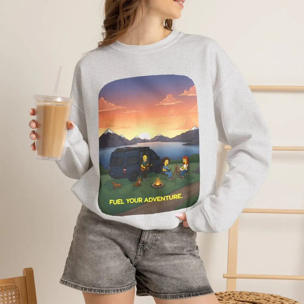 Unisex Heavy Blend™ Crewneck Sweatshirt — "Fuel Your Adventure" Design Sitcom-Line