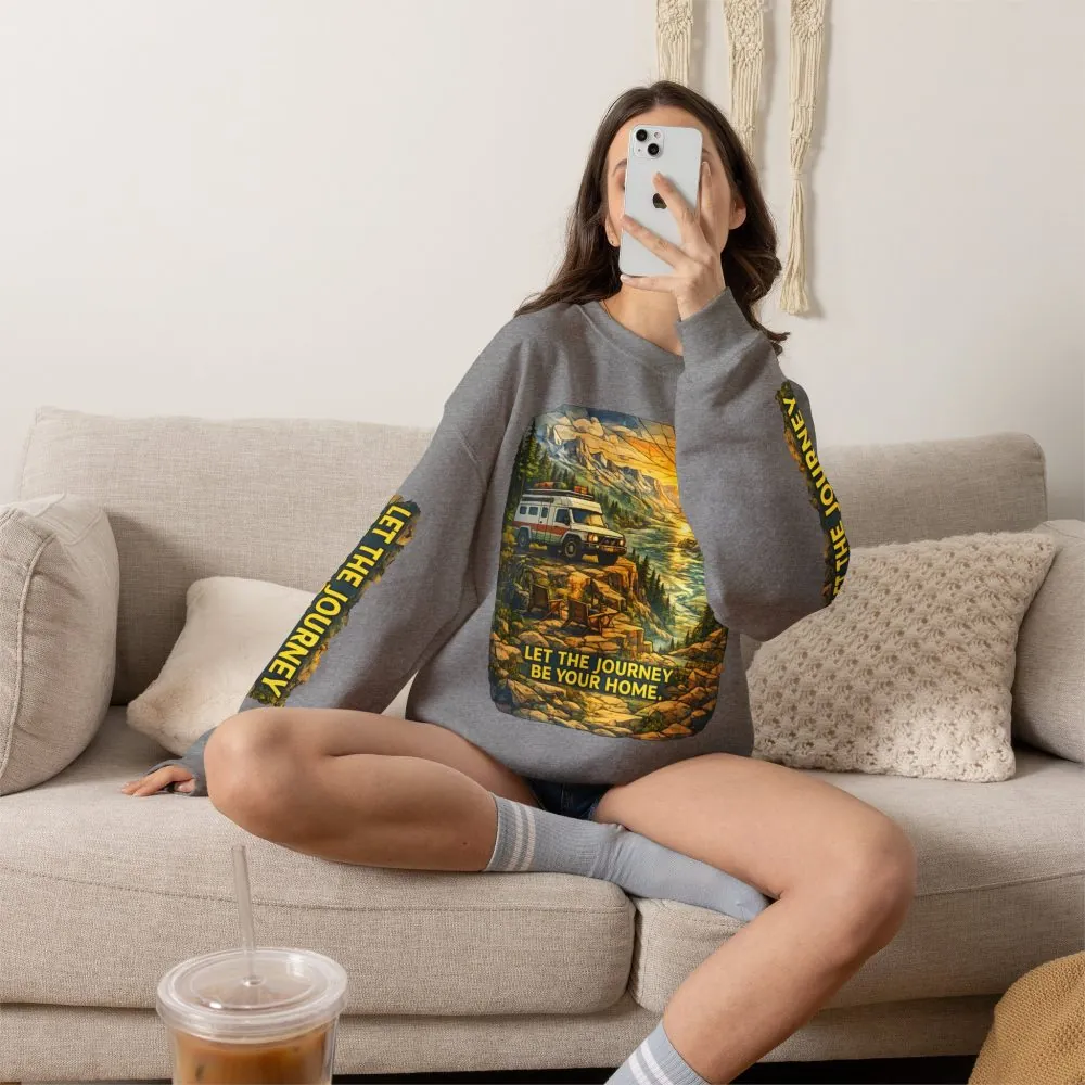 Unisex Heavy Blend™ Crewneck Sweatshirt — "Let The Journey Be Your Home" Design Cubic-Line