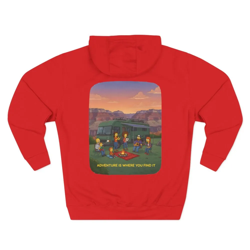 Three-Panel Fleece Hoodie - "Adventure Is Where You Find It" Design Sitcom-Line