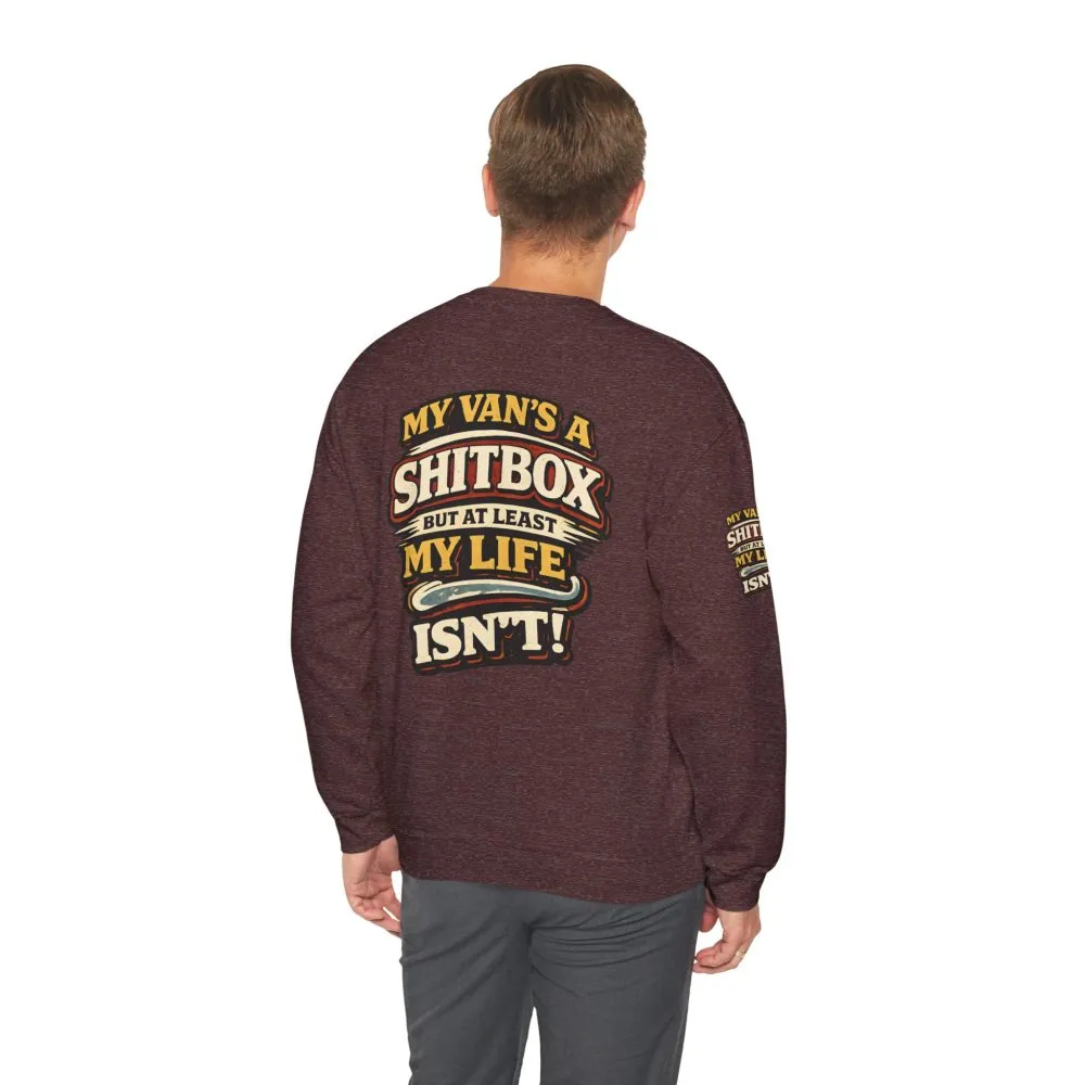 Unisex Heavy Blend™ Crewneck Sweatshirt — "My Van`s A Shitbox" Design F**K-Line