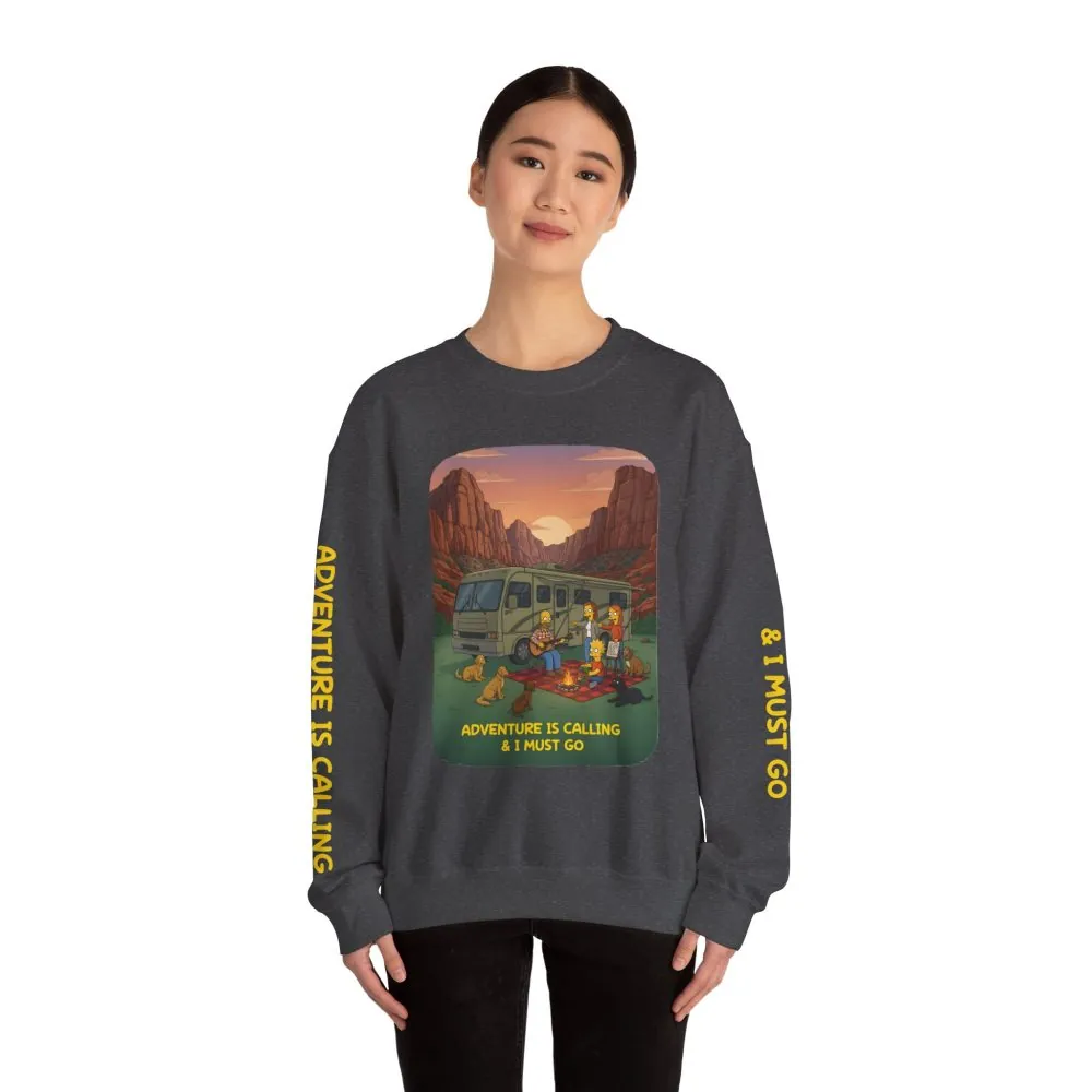 8340728125205987439_2048.jpeg Unisex Heavy Blend™ Crewneck Sweatshirt — "Adventure Is Calling-I Must Go" Design Sitcom-Line