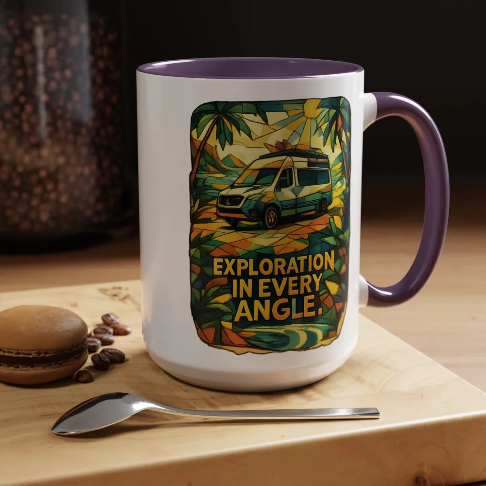 Accent Coffee Mug (11, 15oz) — "Exploration In Every Angle" Design Cubic-Line