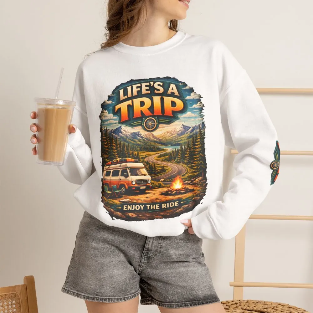 Unisex Heavy Blend™ Crewneck Sweatshirt — "Life s A Trip" Design Scenic-Line
