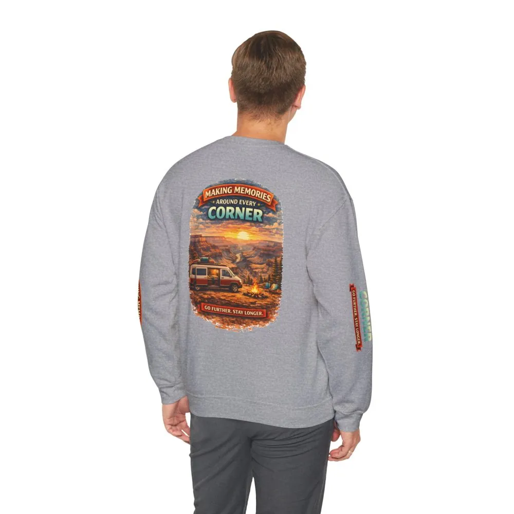 Unisex Heavy Blend™ Crewneck Sweatshirt — "Making Memories Around Every Corner" Design Scenic-Line