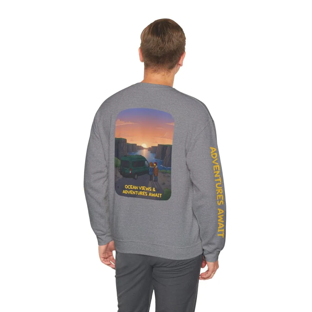 836936270557664367_2048.jpeg Unisex Heavy Blend™ Crewneck Sweatshirt — "Ocean Views-Adventures Awaits" Design Sitcom-Line