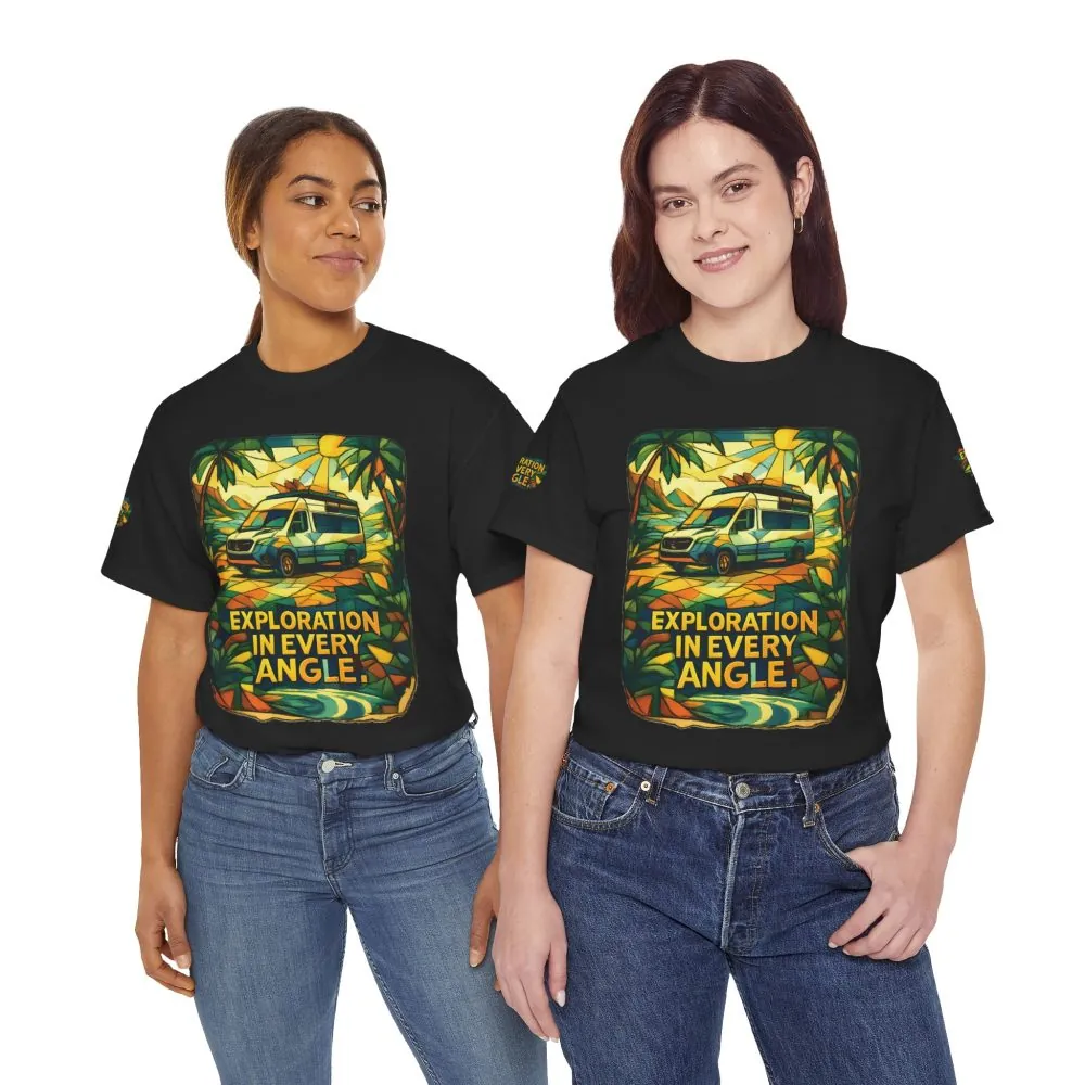 Unisex Heavy Cotton Tee — "Exploration In Every Angle" Design Cubic-Line