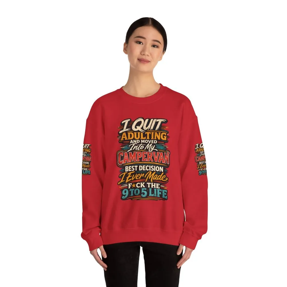 Unisex Heavy Blend™ Crewneck Sweatshirt — "I Quit Adulting" Design F**K-Line