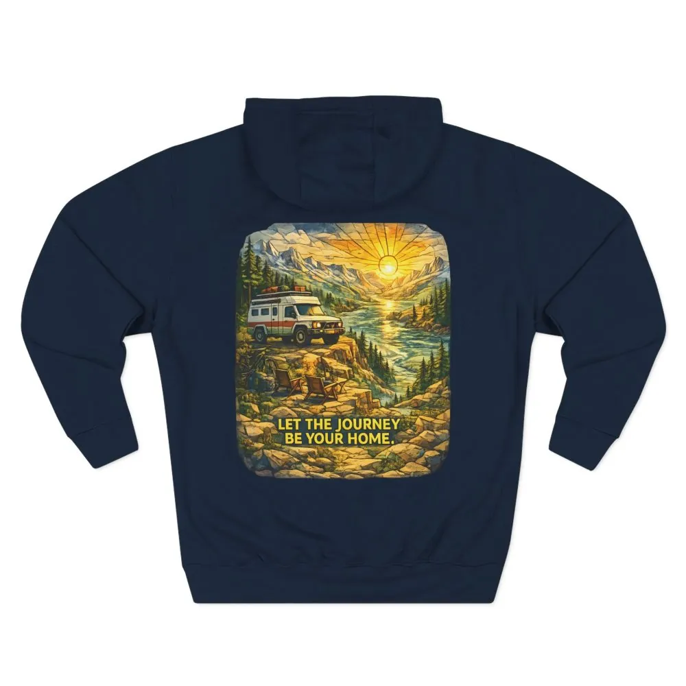 837990662457507816_2048.jpeg Three-Panel Fleece Hoodie - "Let The Journey Be Your Home" Design Cubic-Line