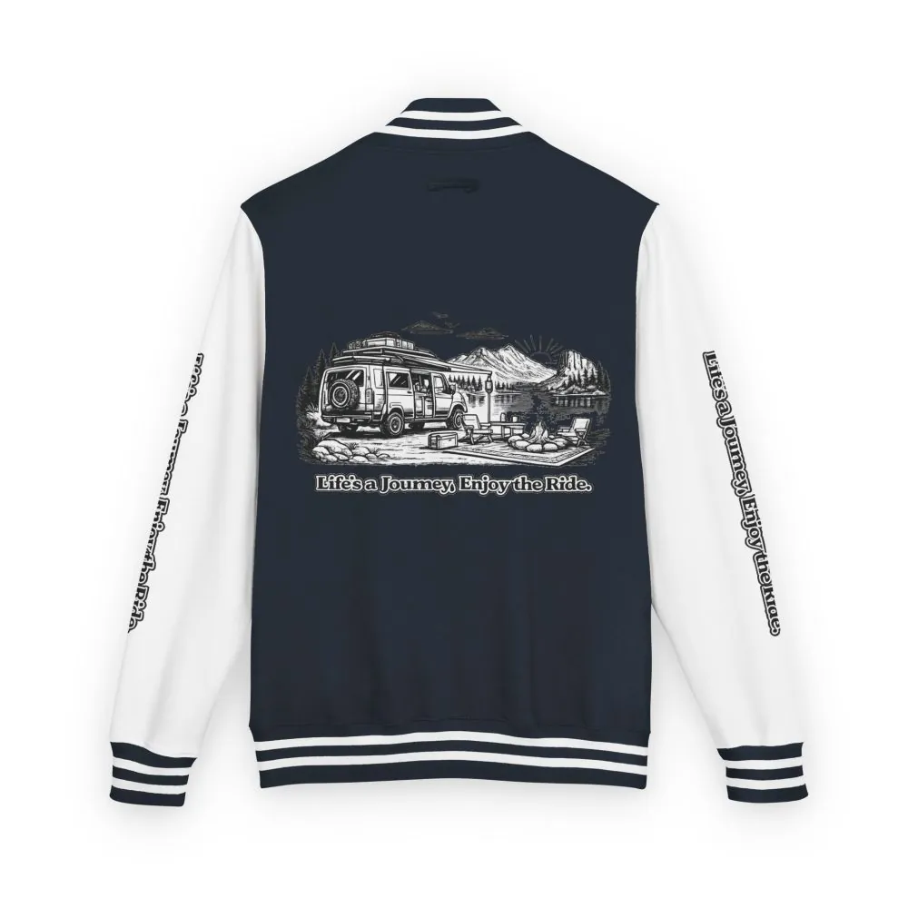 Unisex Heavyweight Letterman Jacket — "Lifes A Journey,Enjoy The Ride" Travel Varsity Coat