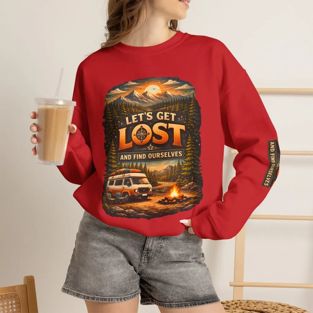 Unisex Heavy Blend™ Crewneck Sweatshirt — "Let´s Get Lost And Found Ourselfs" Design Scenic-Line
