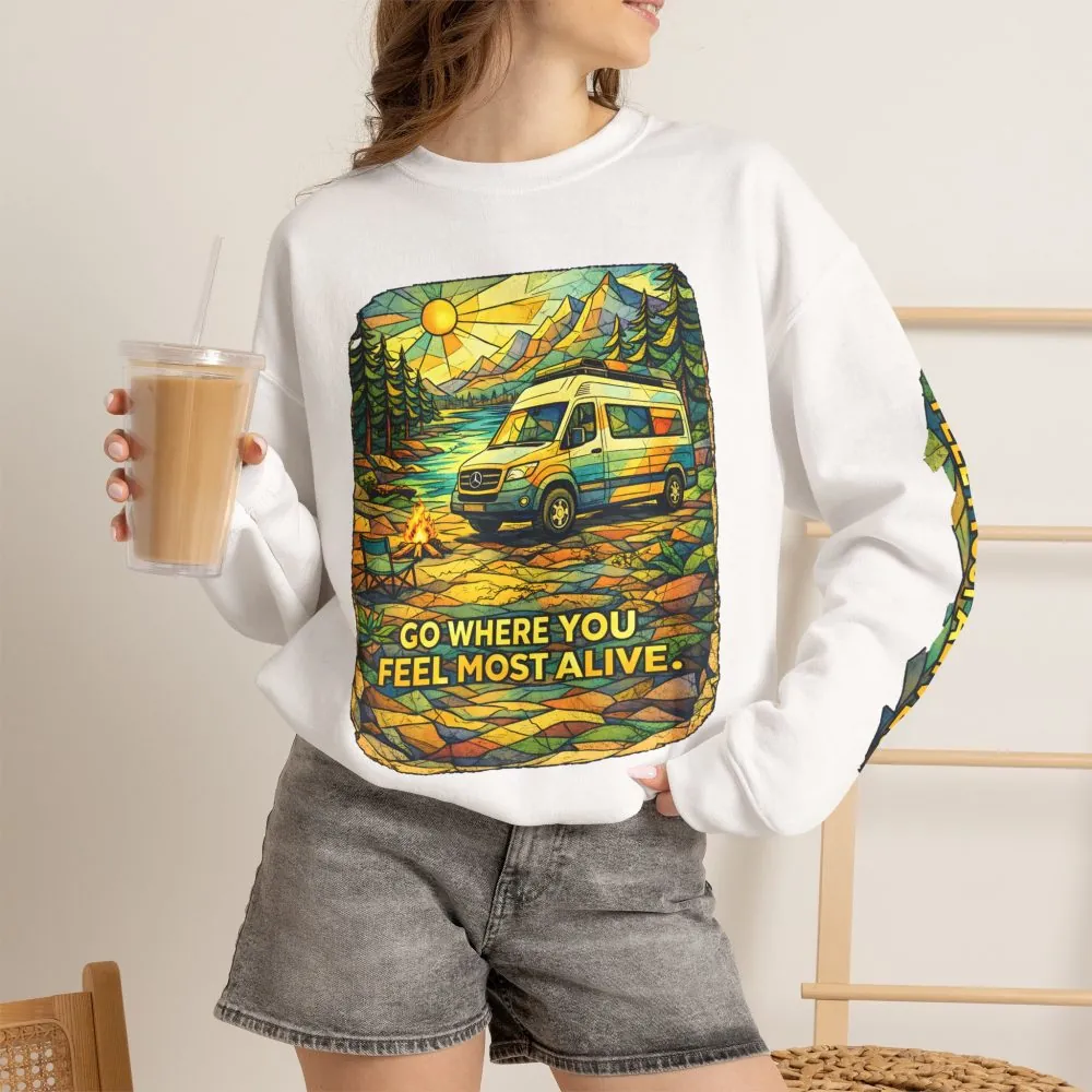 839453784381938951_2048.jpeg Unisex Heavy Blend™ Crewneck Sweatshirt — "Go Where You Feel Most Alive" Design Cubic-Line