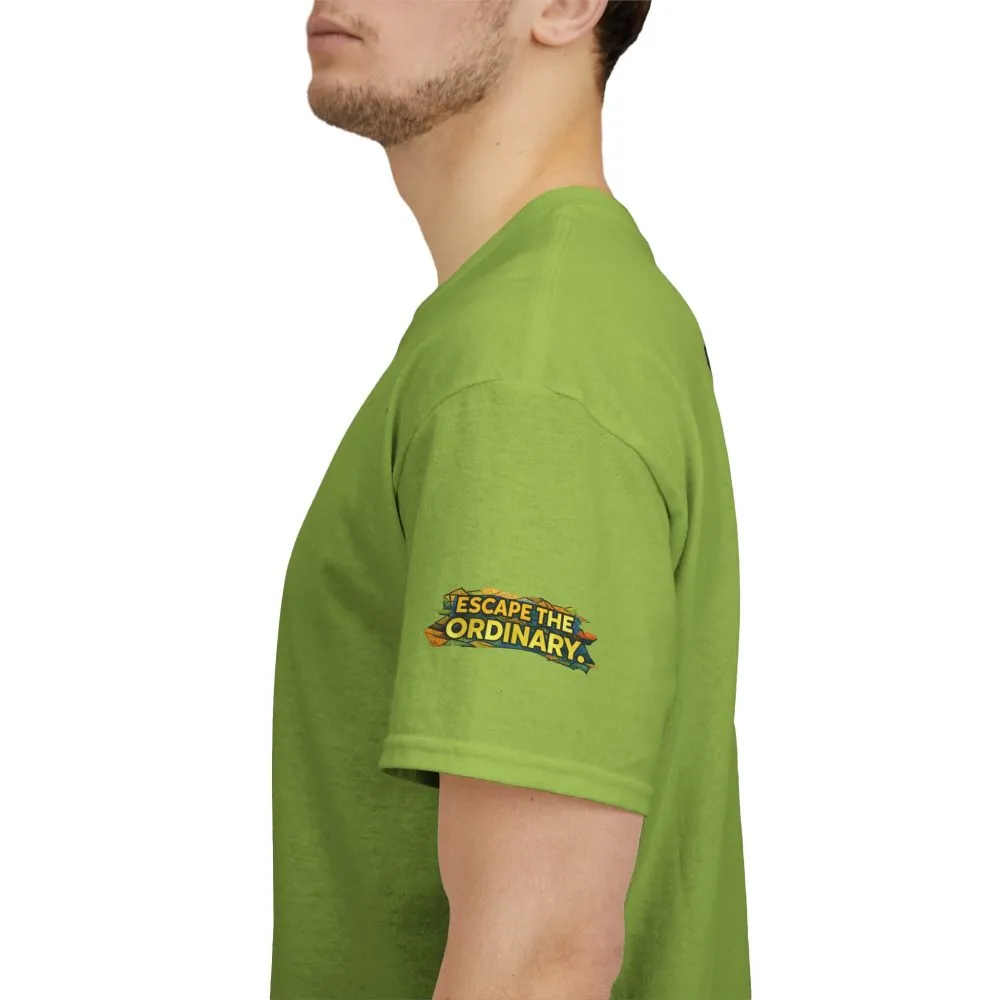 Unisex Heavy Cotton Tee — "Escape The Ordinary" Design Cubic-Line
