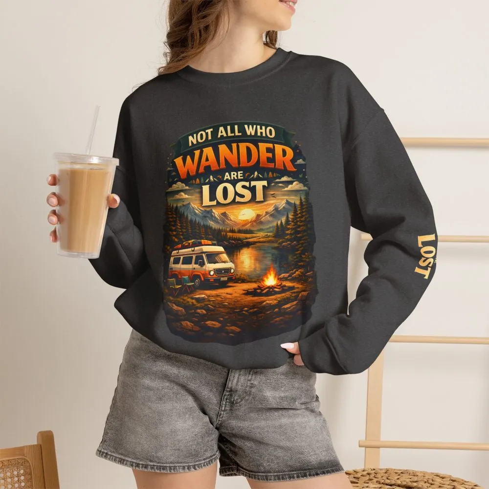 8414540452129396443_2048.jpeg Unisex Heavy Blend™ Crewneck Sweatshirt — "Not All Who Wander Are Lost" Design Scenic-Line