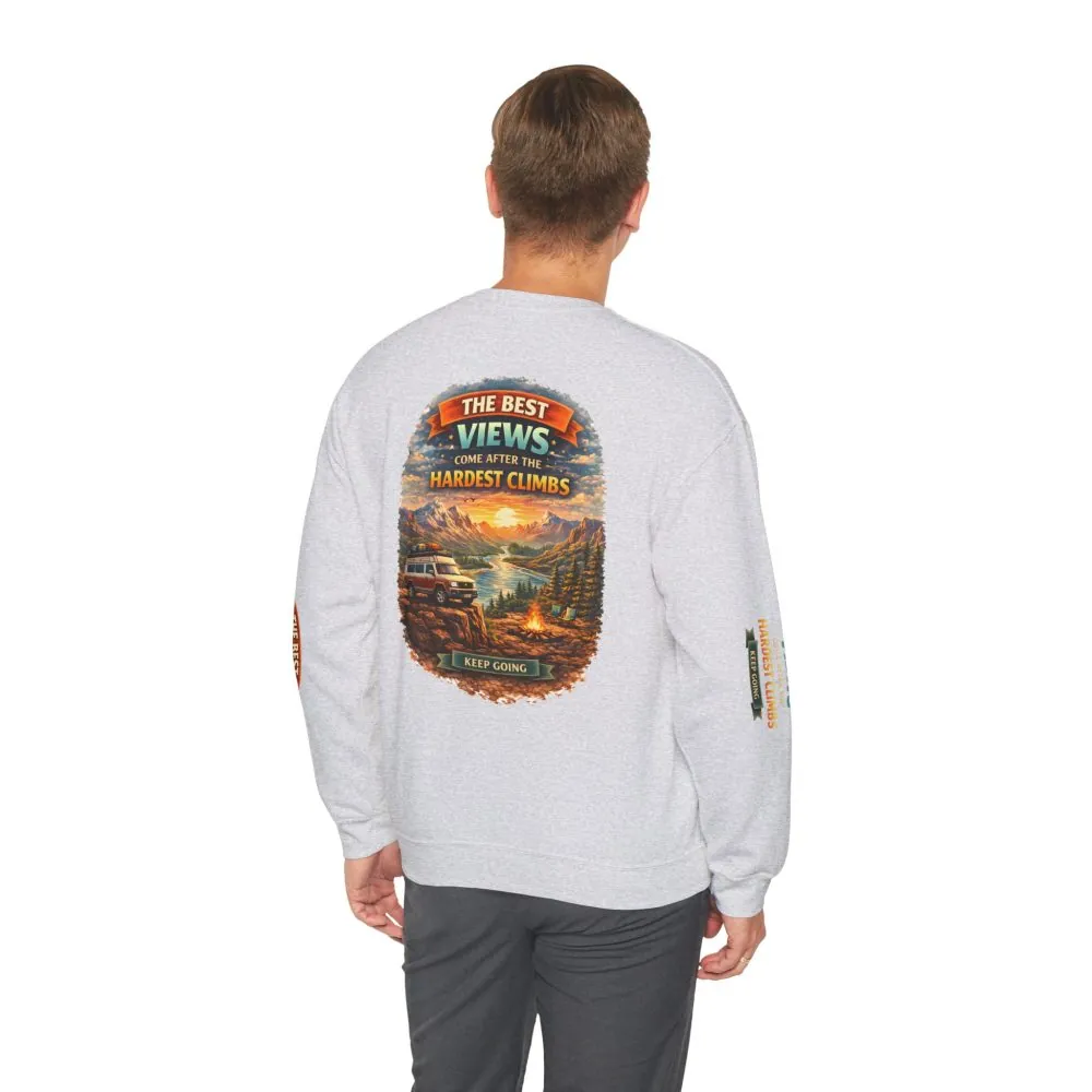 Unisex Heavy Blend™ Crewneck Sweatshirt — "The Best Views" Design Scenic-Line