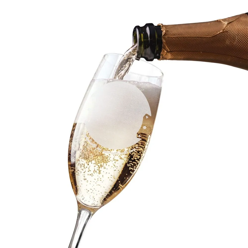 Engraved 8oz Champagne Flute — "Happ Camper - Christmas Wishes"