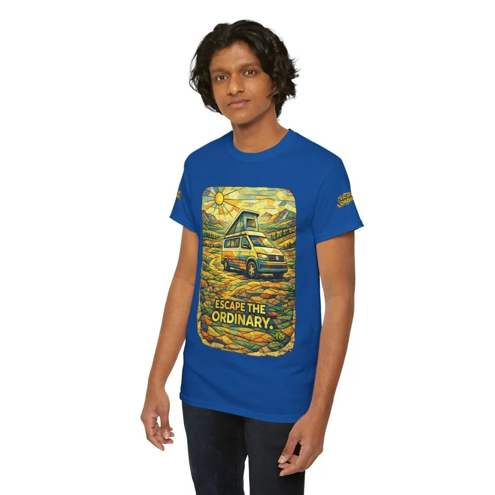 Unisex Heavy Cotton Tee — "Escape The Ordinary" Design Cubic-Line