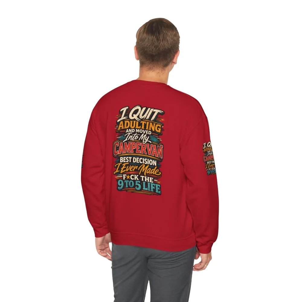 Unisex Heavy Blend™ Crewneck Sweatshirt — "I Quit Adulting" Design F**K-Line