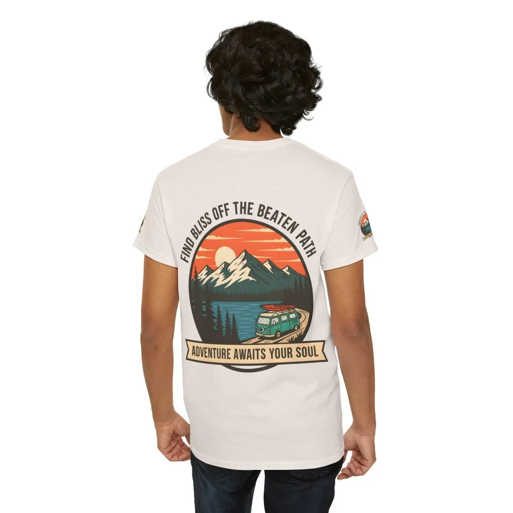 8451870248747108918_2048.jpeg Unisex Heavy Cotton Tee — "Find Bliss Off the Beaten Path" Mountain & Camper T‑Shirt