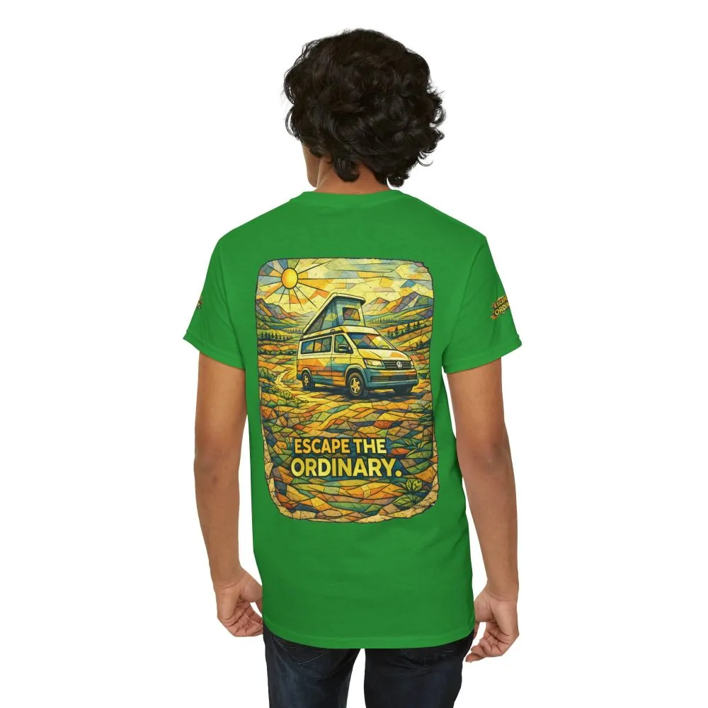 Unisex Heavy Cotton Tee — "Escape The Ordinary" Design Cubic-Line