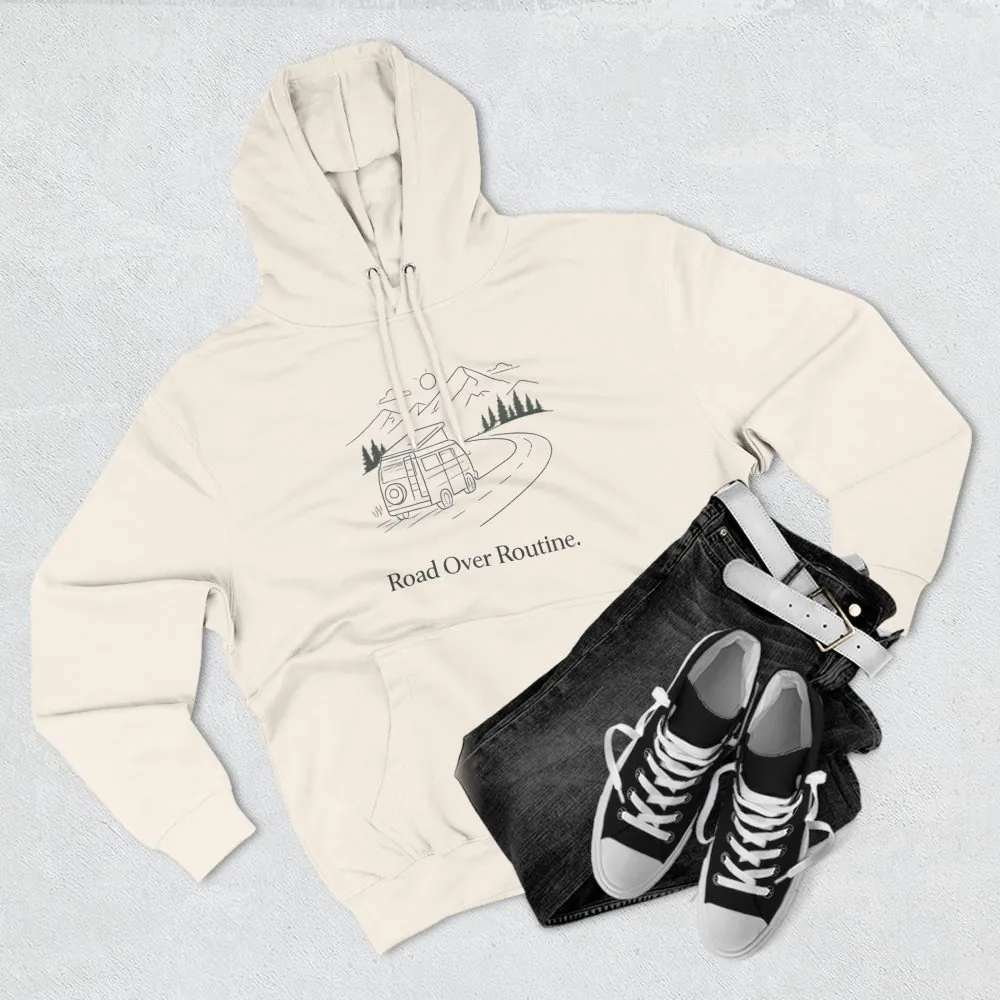 8457046027758325072_2048.jpeg Three-Panel Fleece Hoodie - "Road Over Routine" Design Minimal-Line