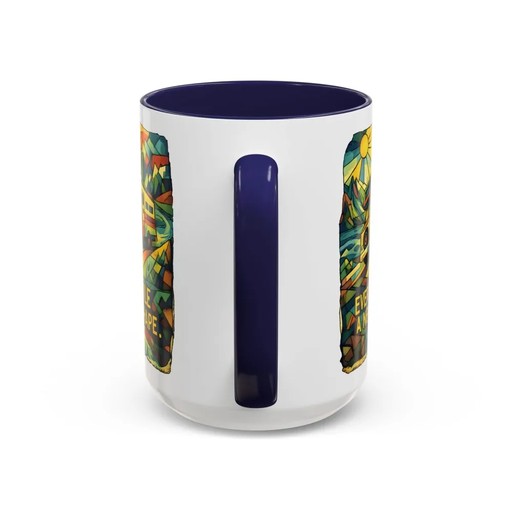 Accent Coffee Mug (11, 15oz) — "Every Mile A New Shape" Design Cubic-Line