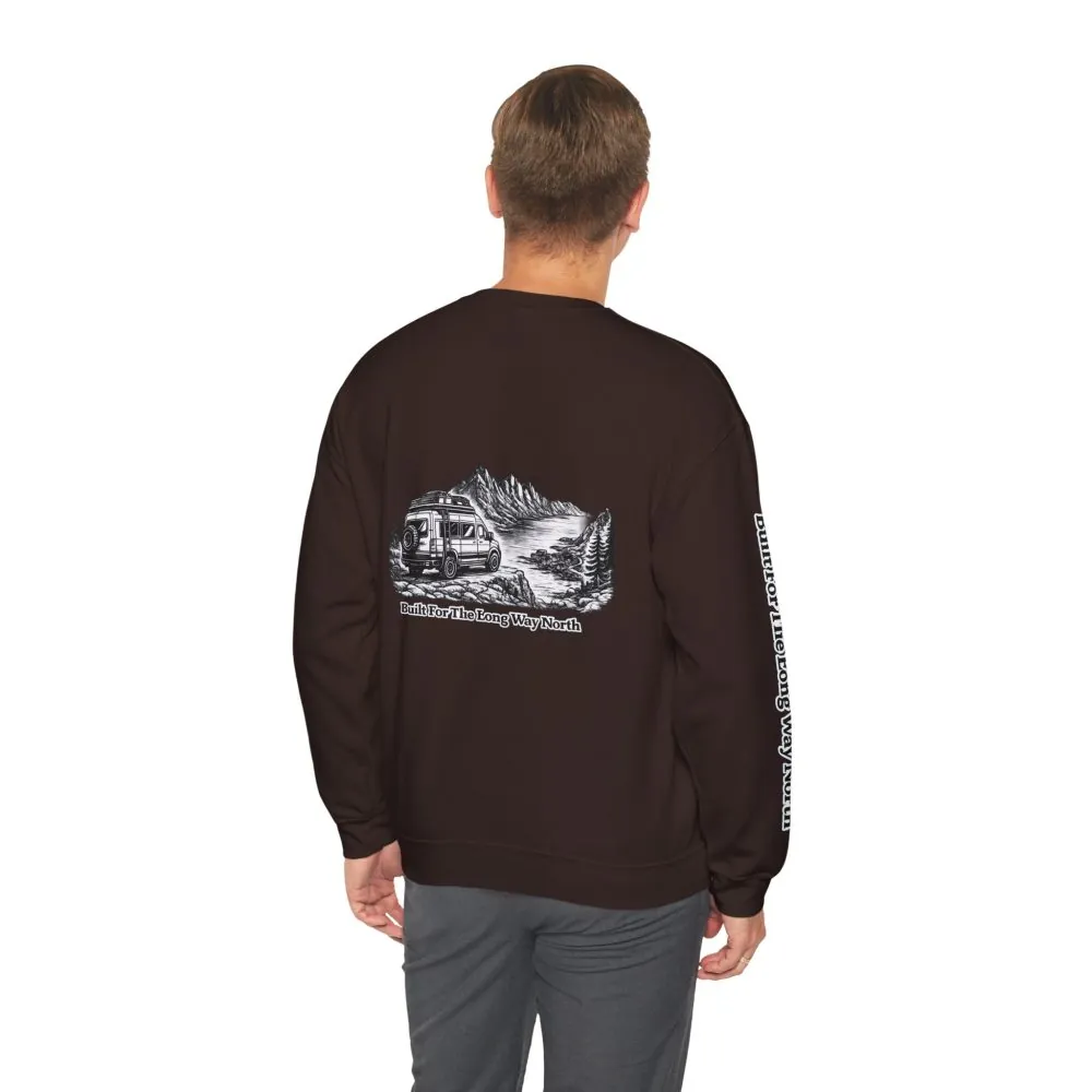 Unisex Heavy Blend™ Crewneck Sweatshirt — "Built For The Long Way North" Design Minimal-Line