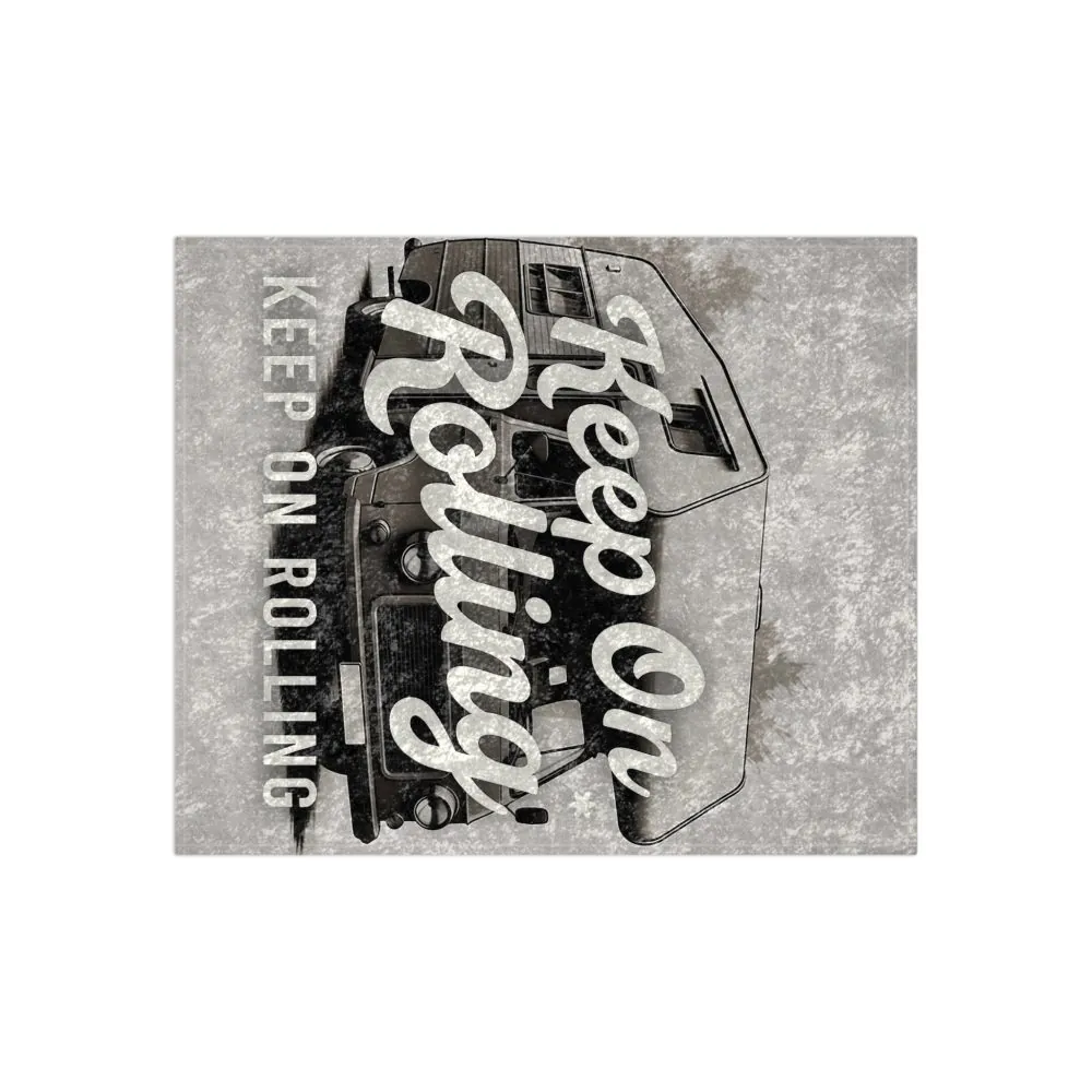 Crushed Velvet Blanket — "Keep On Rolling" RV Camper Throw Blanket