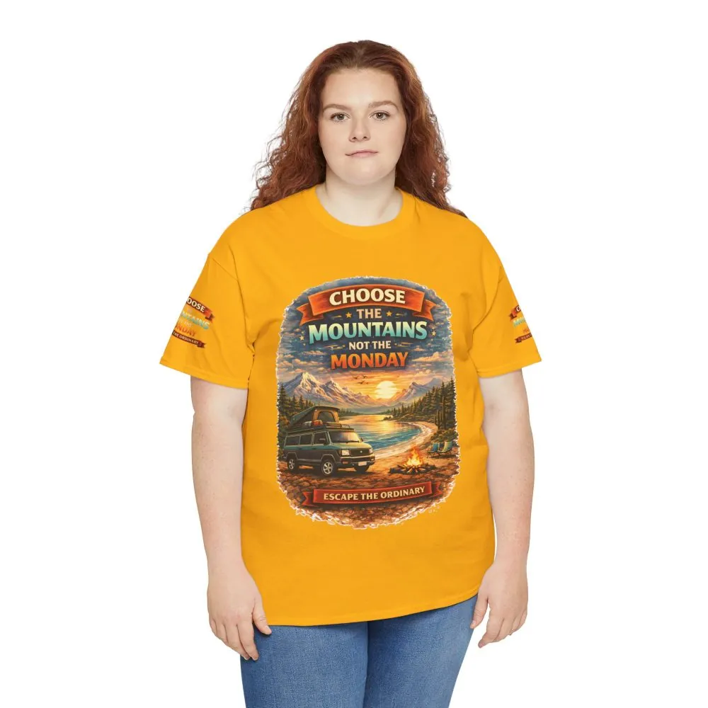 Unisex Heavy Cotton Tee — "Choose The Mountens" Design Scenic-Line
