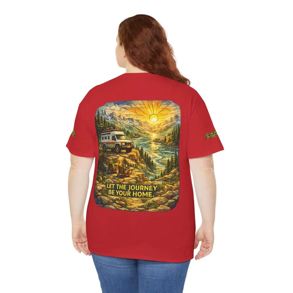 Unisex Heavy Cotton Tee — "Let The Journey Be Your Home" Design Cubic-Line