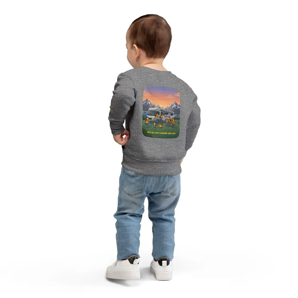 8492184293752814318_2048.jpeg Toddler Sweatshirt - "Not All Who Wander Are Lost" (Design Sitcom-Line)