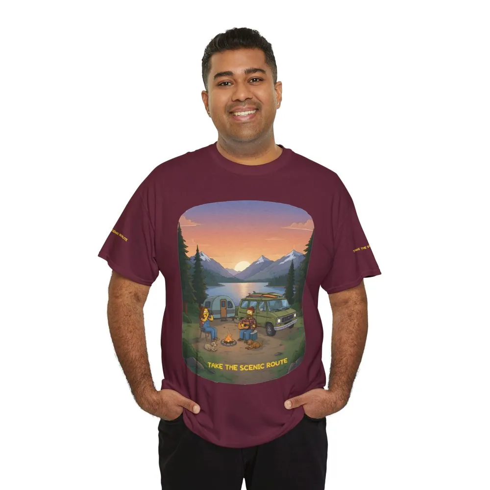 Unisex Heavy Cotton Tee — "Take The Scenic Route" Design Sitcom-Line