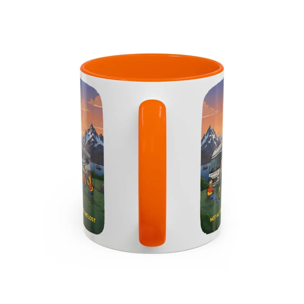 Accent Coffee Mug (11, 15oz) — "Not All Who Wander Are Lost" Design Sitcom-Line