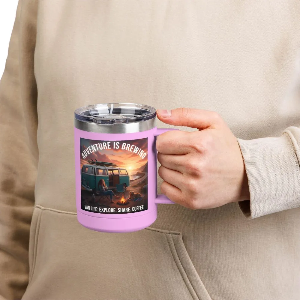 8501468435798764433_2048.jpeg Coffee Mug Tumbler, 15oz-- "Adventure Is Brewing"