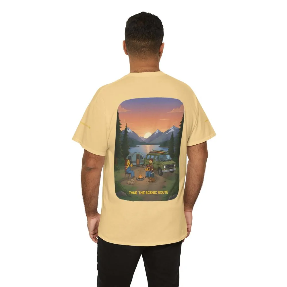 Unisex Heavy Cotton Tee — "Take The Scenic Route" Design Sitcom-Line
