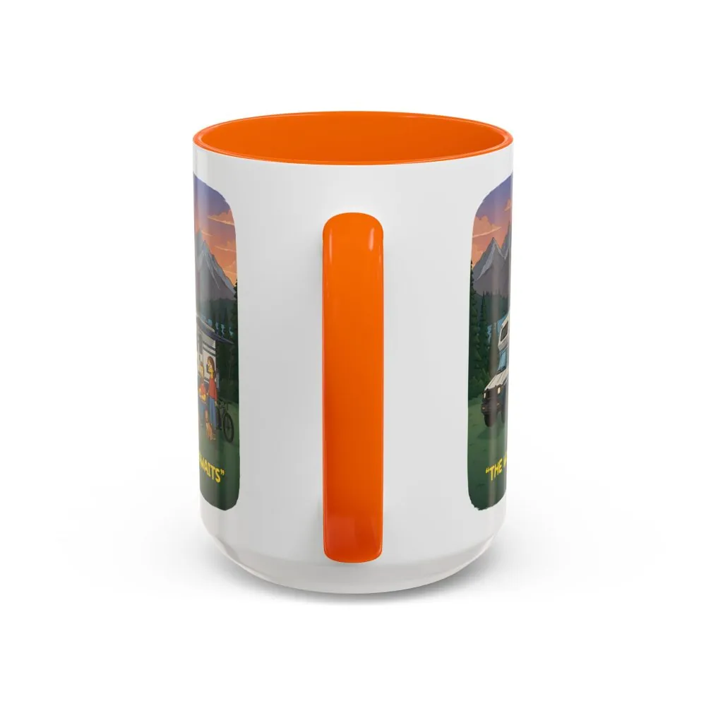 Accent Coffee Mug (11, 15oz) — "The World Awaits" Design Sitcom-Line
