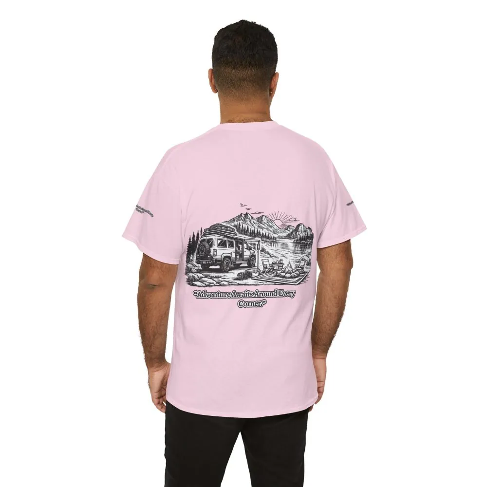 8517724561007644997_2048.jpeg Unisex Heavy Cotton Tee — "Adventure Awaits Around Every Corner" Design Minimal-Line