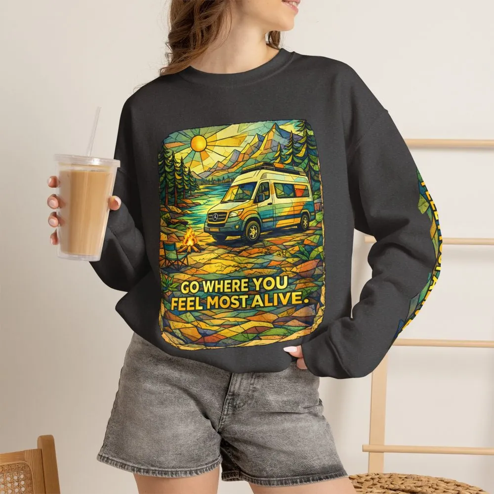 8524160341981014952_2048.jpeg Unisex Heavy Blend™ Crewneck Sweatshirt — "Go Where You Feel Most Alive" Design Cubic-Line