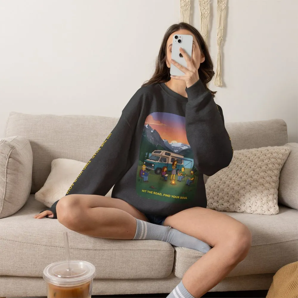 Unisex Heavy Blend™ Crewneck Sweatshirt — "Hit The Road-Find Your Soul" Design Sitcom-Line