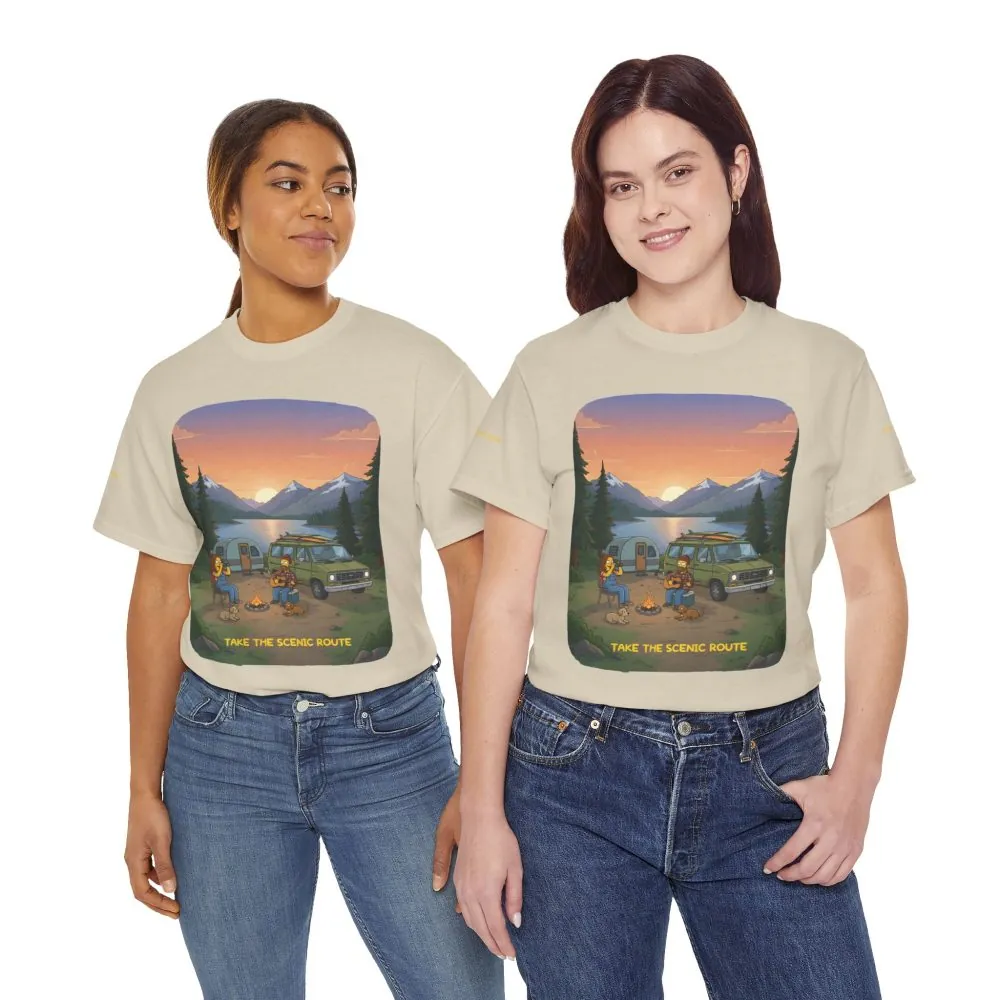 Unisex Heavy Cotton Tee — "Take The Scenic Route" Design Sitcom-Line