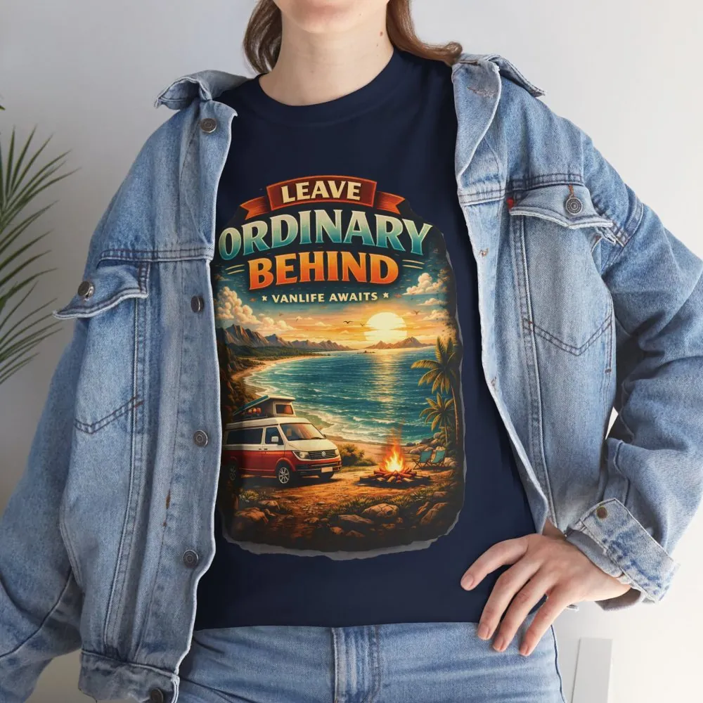 Unisex Heavy Cotton Tee — "Leave Ordinary Behind" Design Scenic-Line