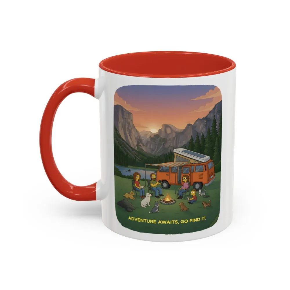 Accent Coffee Mug (11, 15oz) — "Adventure Awaits-Go Find It"" Design Sitcom-Line