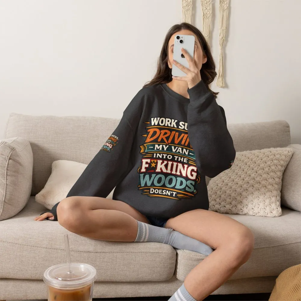 Unisex Heavy Blend™ Crewneck Sweatshirt — "Work Sucks" Design F**K-Line