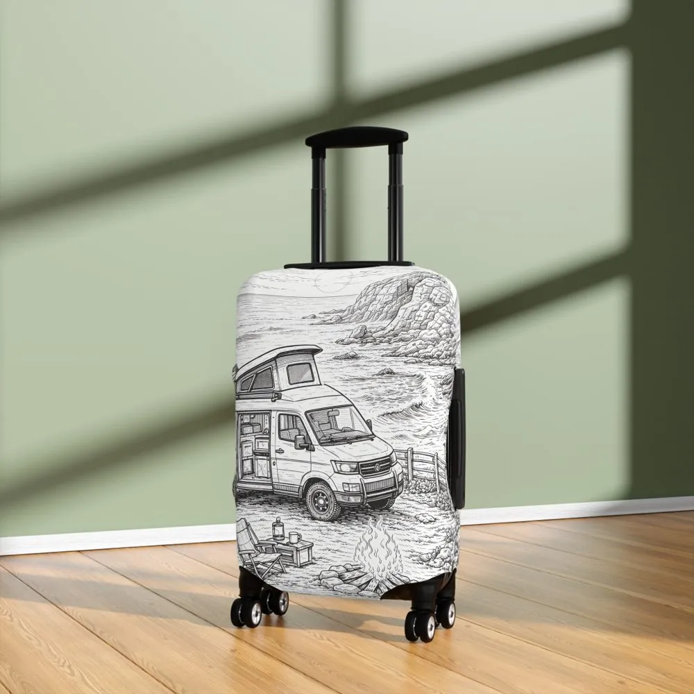 Luggage Cover — Adventure Camper Sketch Travel Suitcase