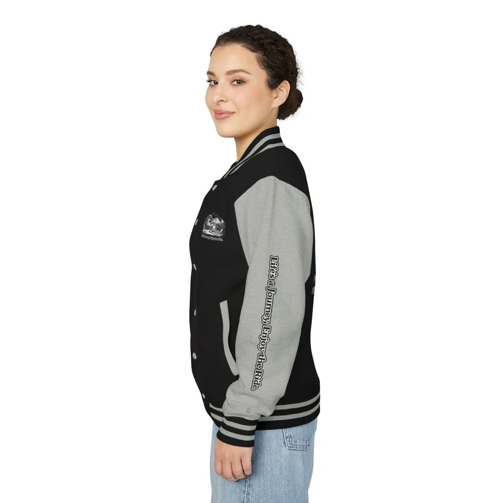 Unisex Heavyweight Letterman Jacket — "Lifes A Journey,Enjoy The Ride" Travel Varsity Coat
