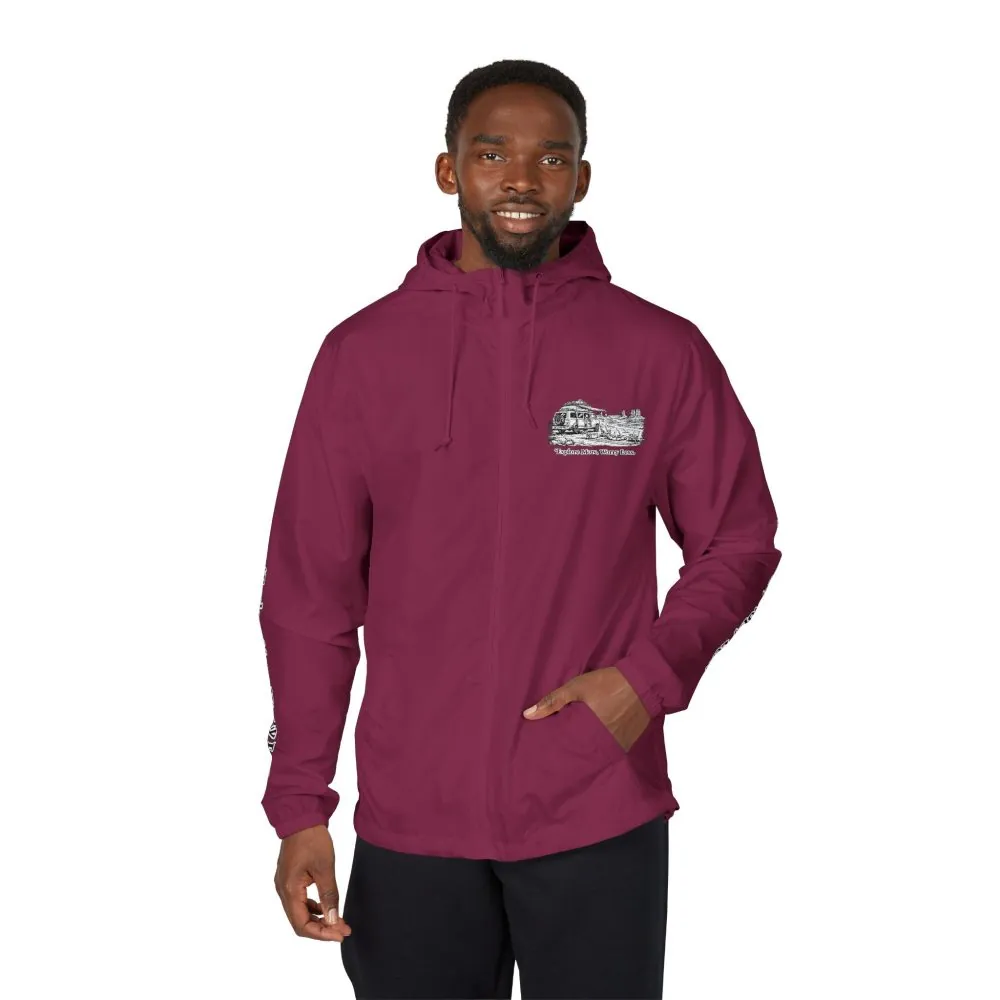 Unisex Full-Zip Windbreaker Jacket — "Explore More, Worry Less" (Design "Minimal-Line")