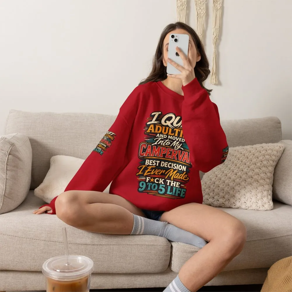 Unisex Heavy Blend™ Crewneck Sweatshirt — "I Quit Adulting" Design F**K-Line