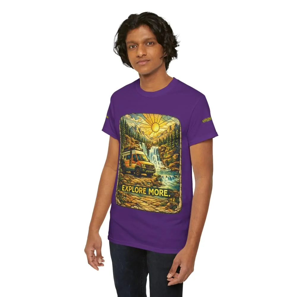 Unisex Heavy Cotton Tee — "Explore More" Design Cubic-Line