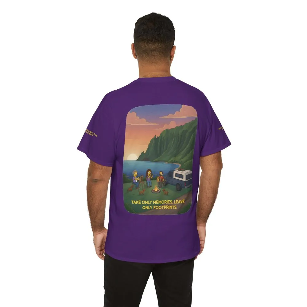 Unisex Heavy Cotton Tee — "Take Only Memories-Leave Only Footprints" Design Sitcom-Line